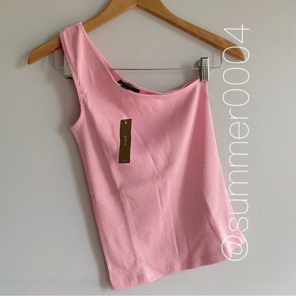 NWT J Crew One Shoulder Vintage Rib Warm Pink Top XS - Picture 2 of 6